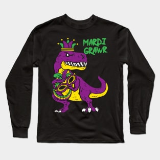 Mardi Grawr T-Rex Dino Long Sleeve T-Shirt